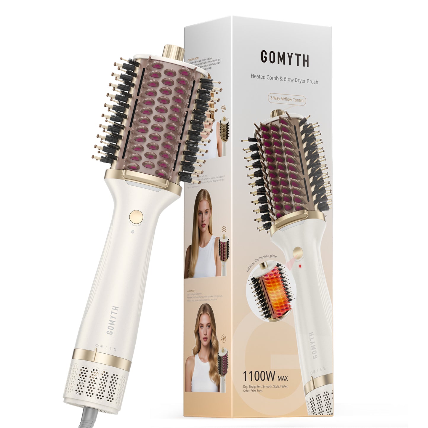 GOMYTH V1 Heated Comb & Blow Dryer Brush
